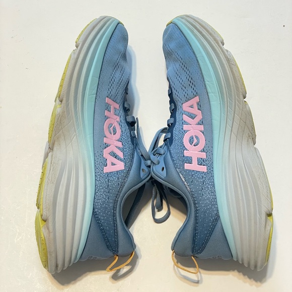 Hoka Shoes - Hoka One One HOKA Bondi 8 Sky Blue and Pink Athletic Women Sneakers Shoes Sz 9B